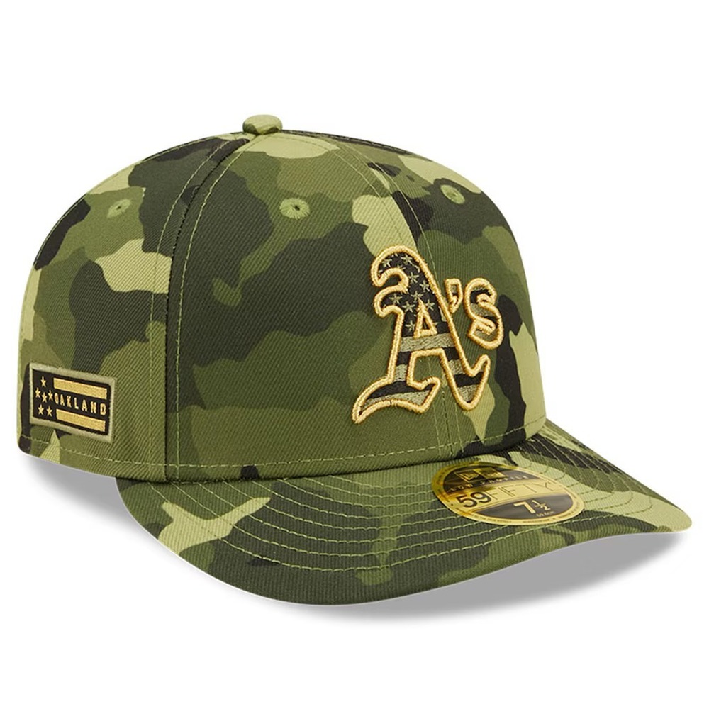 New Era Oakland Athletics 59FIFTY Low Profile Camo Fitted Hat Cap Size 7 1/4